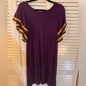 Purple and Yellow Short Sleeve Dress